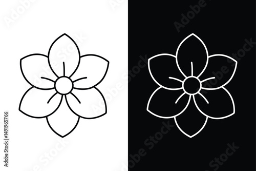 Hand-Drawn Violet Flower. Outline Vector for Tattoos and Wall Art