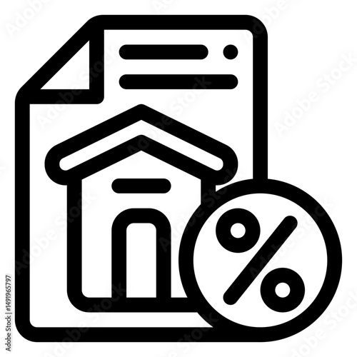 contract property discount outline icon and illustration