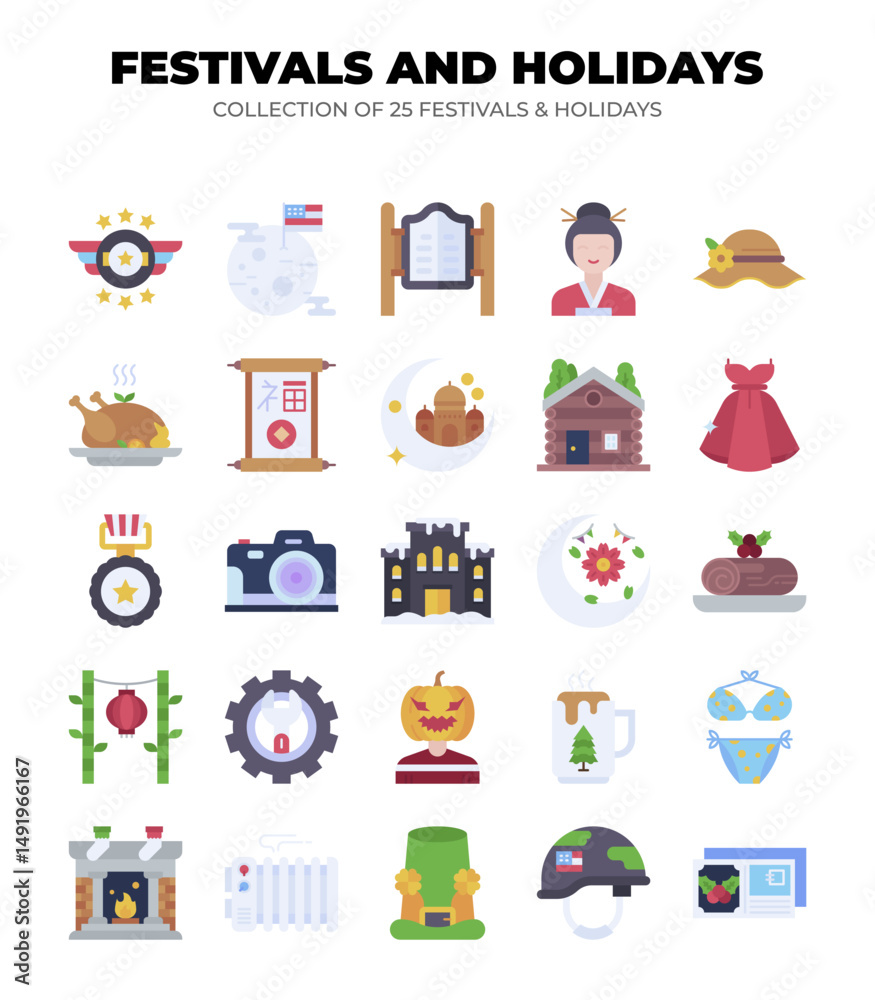 Obraz premium Festivals and Holidays. A Collection of 25 Diverse Cultural Celebrations