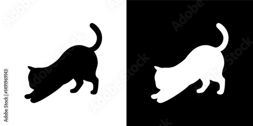 Feline Leaping Silhouette Variation 