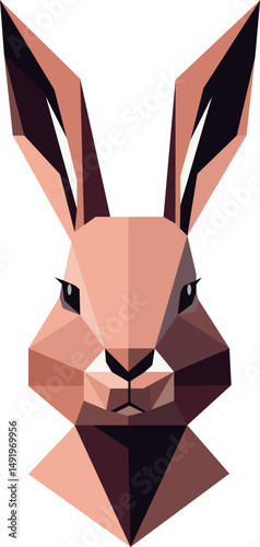 Vector minimalistic abstract illustration of origami bunny, hare made using simple geometric shapes. Rabbit for printing, wallpaper, digital projects. 