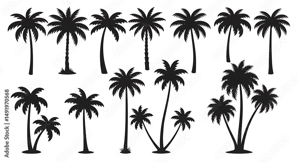 Fototapeta premium Palm Silhouette Collection AI Generated