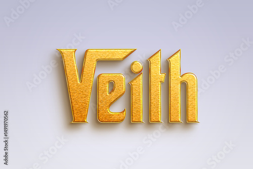 Gold text effect of Deutsche name Veith on light-blue background.