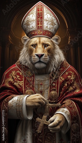 A lion as a pope illustration