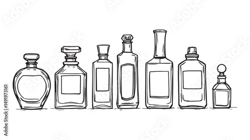 perfume bottles line art elegant design