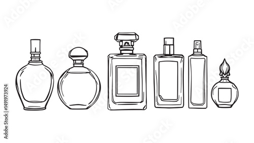 perfume bottles line art minimal shapes