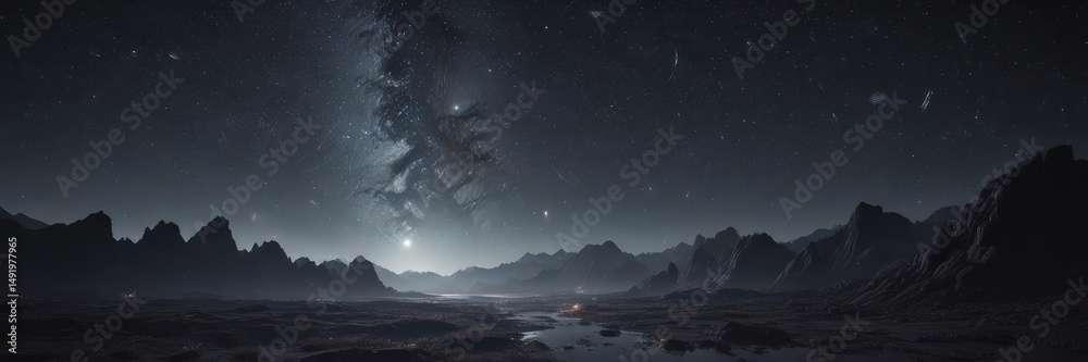 Fototapeta premium Dark, ethereal expanse, countless stars glimmering, celestial tapestry , star cluster, universe, cosmos