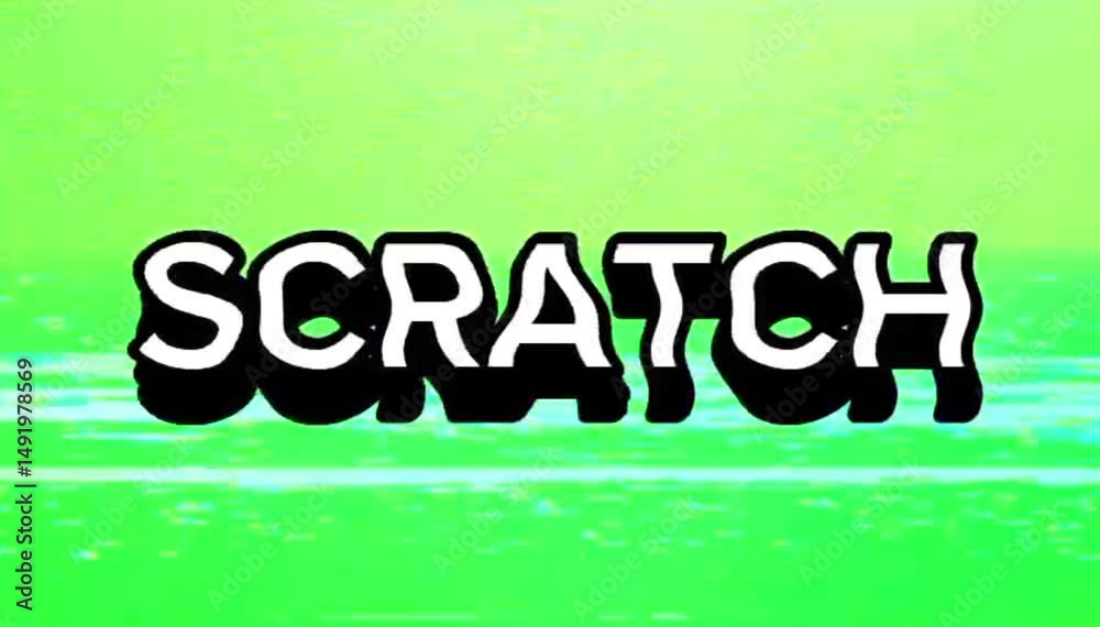 Dynamic text animation of the word 'Scratch' appearing with bold motion graphics on a transparent or green screen background — ideal for titles, intros, edits, and creative overlays.

