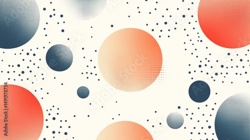 Retro Style Abstract Background with Dots and Circles Design Art
