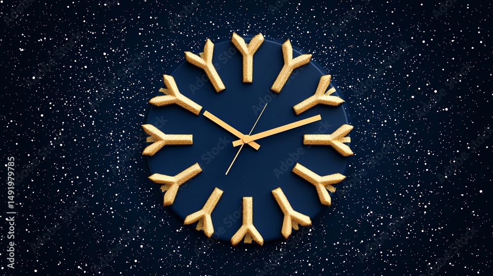 Fototapeta premium Minimalist Gold and Navy Blue Wall Clock on Dark Background