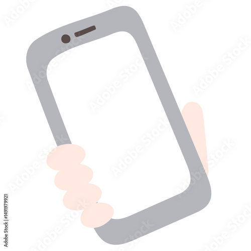 画面が空白のスマートフォンと持つ手のイラスト　手書き