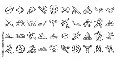 set of hand drawn vector sports icons