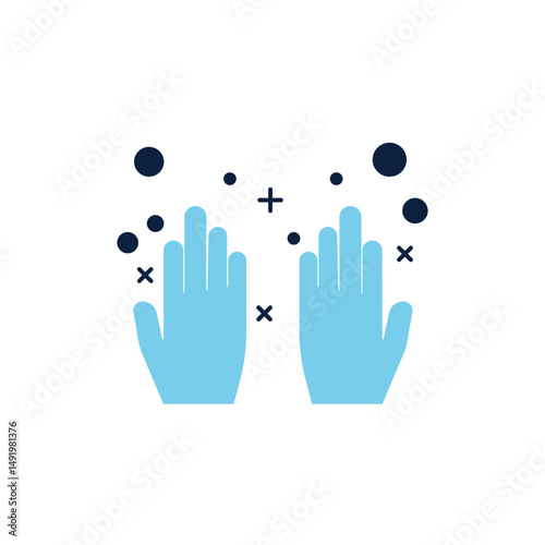 Washing hand icon flat style. How to wash your hand icon