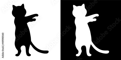 Playful Cat Silhouette Variation 