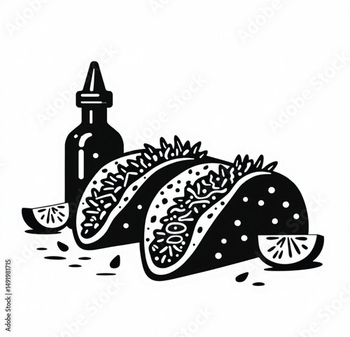 Tacos Mexican fast food silhouette vector. Tacos fast food icon. Tacos fast food silhouette illustration