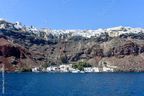 Fototapeta Naklejka Na Ścianę i Meble -  View from the sea, Santorini, Greece