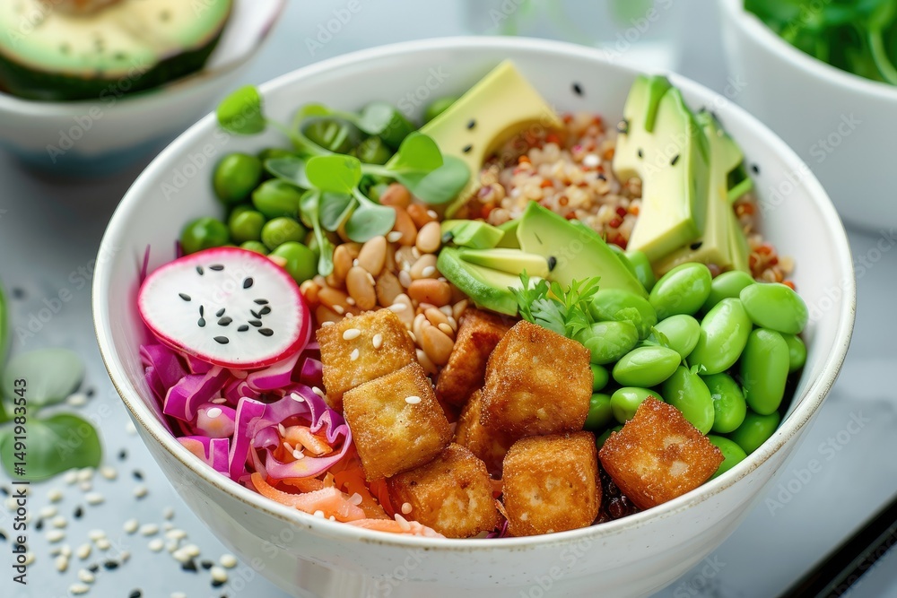 ultra quality image of Buddha bowl with quinoa and vegetables. ultra quality image of Buddha bowl with quinoa and vegetables.