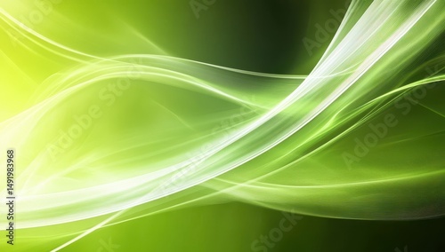 Abstract flowing curves in light green and white