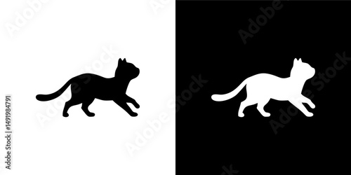 Playful Cat Silhouette Variation 