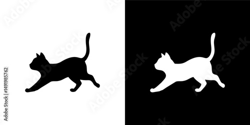 Cat Stretching in Silhouette Variation 