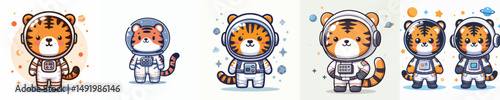 cute tiger vector in astronaut costume
