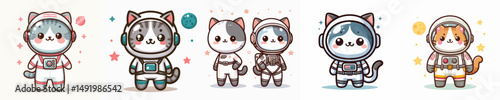 cute cat vector in astronaut costume