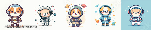 cute dog vector in astronaut costume