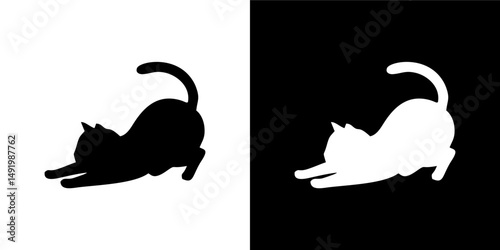 Playful Cat Silhouette Variation 