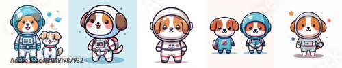 cute dog vector in astronaut costume