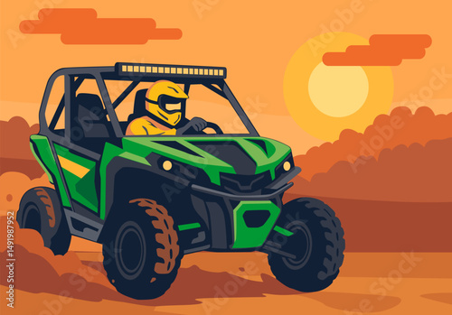 utv flat color style illustration design vector art