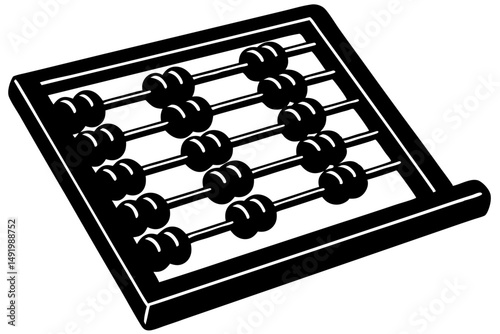Silhouette of an abacus design in black and white with transparency, abacus, calculator, counting, math, arithmetic, education, learning, ancient, tool, accounting, calculation, numbers, beads, silhou
