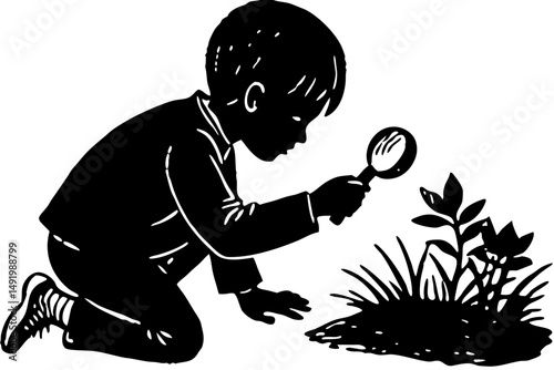 Silhouette of person kneeling profile nature study concept design, silhouette, kneeling, person, profile, nature, study, black, vector, design, illustration, isolated, graphic, art, shape, outline, ic