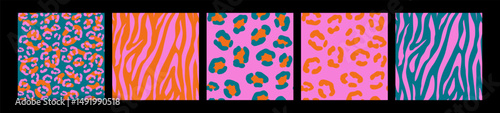 Canvas Print Leopard, Cheetah, Zebra, wild animals print, seamless pattern design