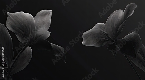 Abstract floral design, dark grayscale