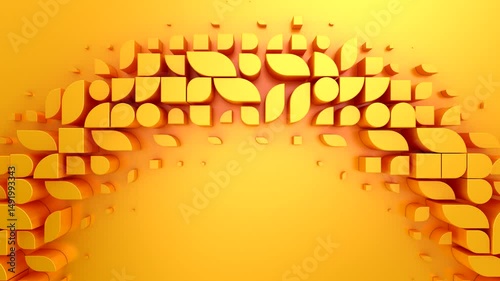 Geometric Shapes Form a Wave. Abstract motion, two color, 3d rendering, 4k resolution
