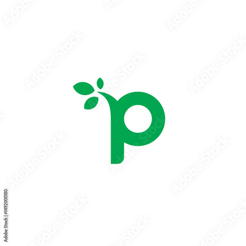 Letter P Leaf Nature Logo Design