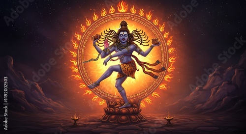 Hindu deity dancing figure illustration