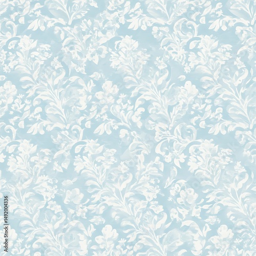 Serene Blue Damask: Watercolor Floral Pattern