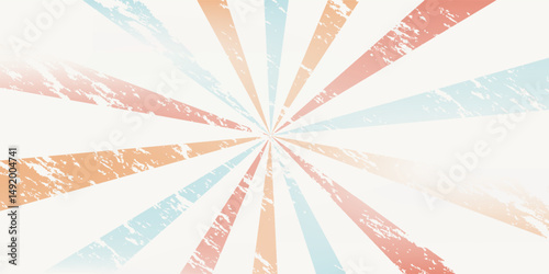 Vintage sunburst background vector. Retro radial illustration with grunge texture. Old rays banner
