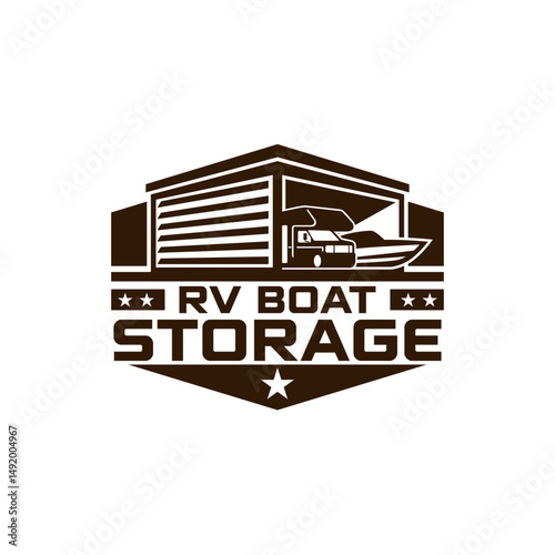 RV Boat Vehicle Self Storage Rental Facility Parking Logo Template Vector
