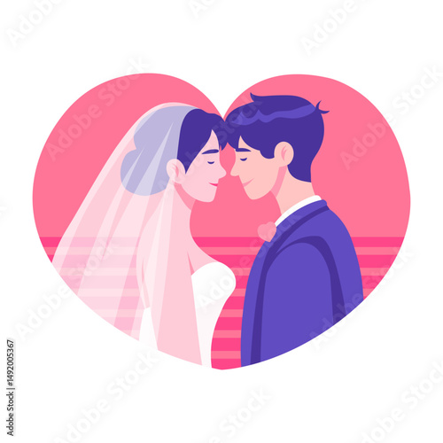 A flat style illustration showing marriage vows