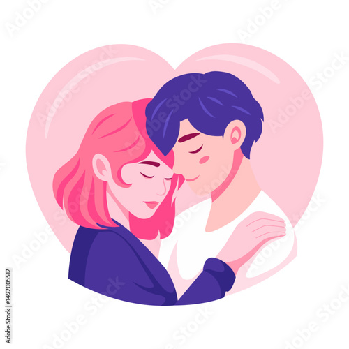 A flat style illustration showing romantic duo