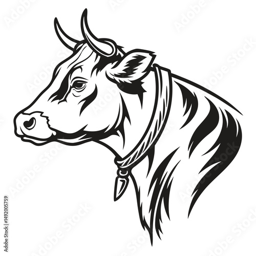 black and white bull