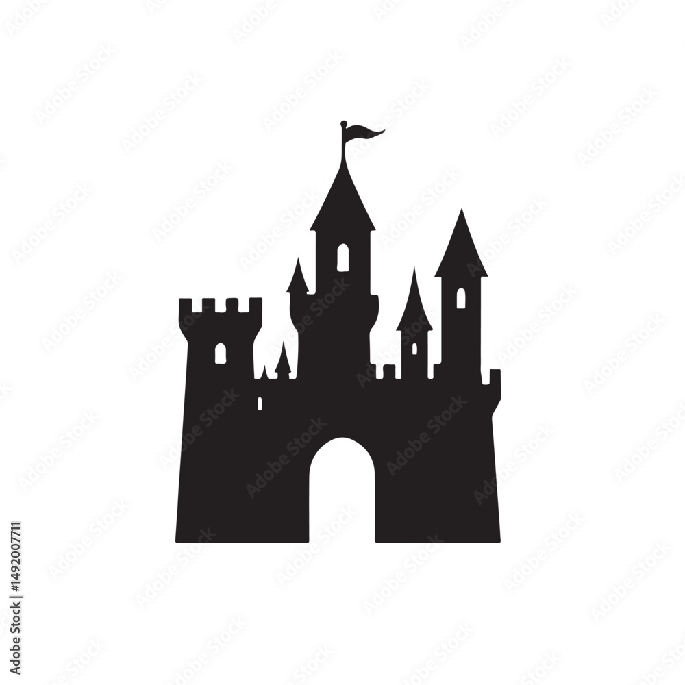 Obraz premium Historic Castle Outline Vector