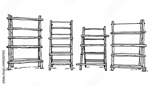 Wooden Rack line art minimalist design drawing