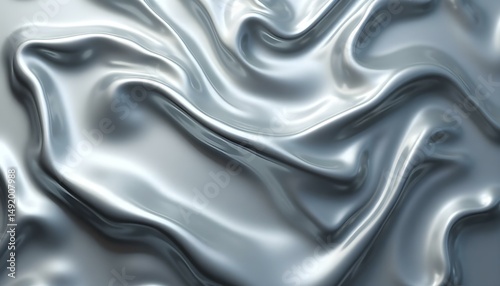 Liquid metal texture with reflective chrome surfaces and smooth flowing curves .