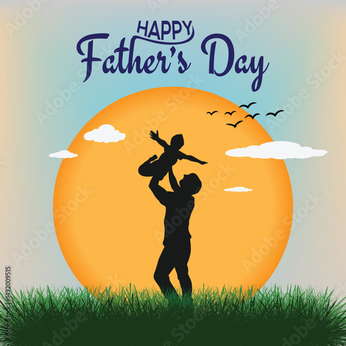 Heartwarming Father's Day Celebration with Sunset Silhouette.