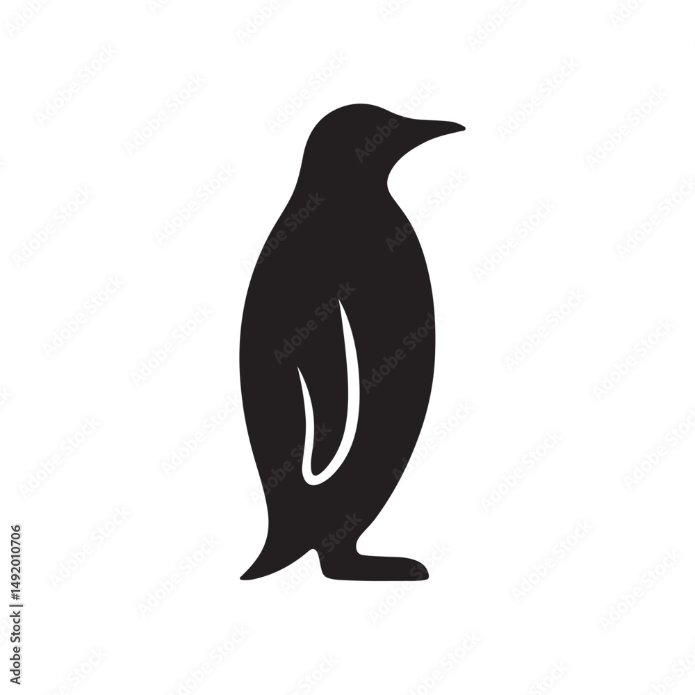 Obraz premium Cute Penguin Solid Black Vector