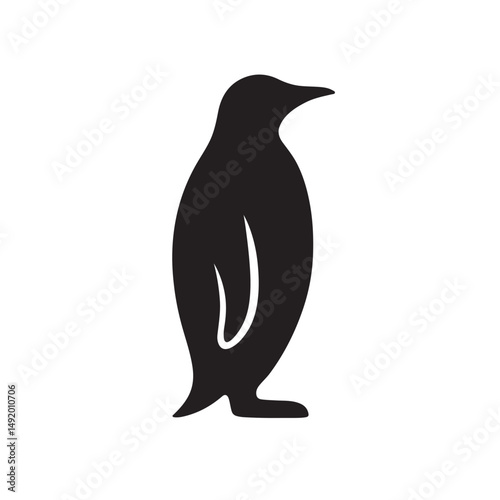 Cute Penguin Solid Black Vector