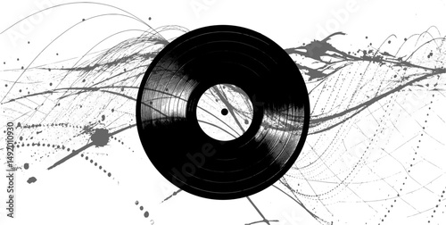 Vektor Schallplatte Vinyl - Abstrakte Schallwellen im Hintergrund - Retro Sound und Vintage Style
